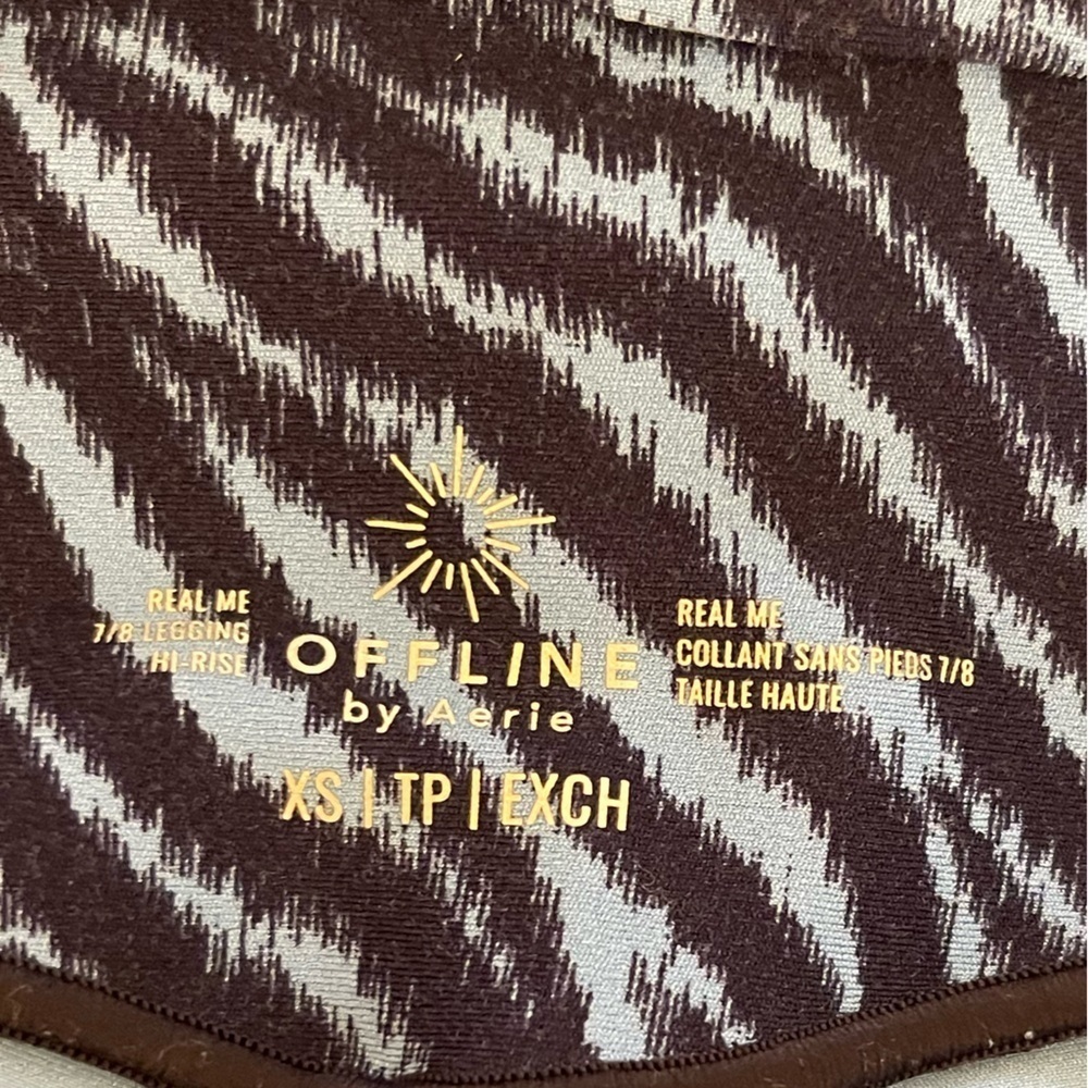 Aerie Offline Goals Hi-Rise 7/8 blue zebra animal print leggings XS - Picture 4 of 4